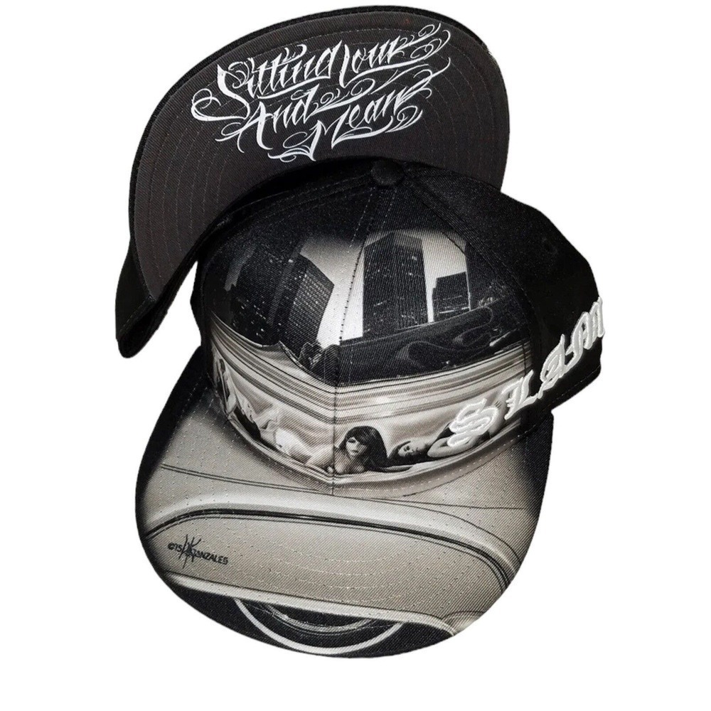 SLAM - Sitting Low and Mean Snap-Back Hat Black Gray White